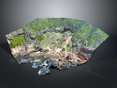 Detailed 3D Terrain Model Showcasing Natural Landscape With Green Vegetation And Varied Landforms 3d model