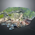Detailed 3D Terrain Model Showcasing Natural Landscape With Green Vegetation And Varied Landforms