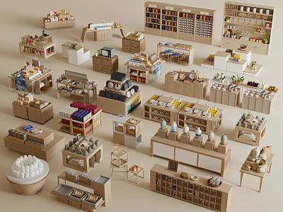 Various Commercial Display Shelves With Multiple Designs For Retail Product Showcase 3d model