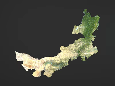 3D Terrain Model Wall Decor with Green Yellow Tones for Home Office 3d model