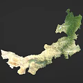 3D Terrain Model Wall Decor with Green Yellow Tones for Home Office