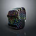 Colorful Polka Dot Pattern Black Backpack With Stylish Design And Practical Pockets