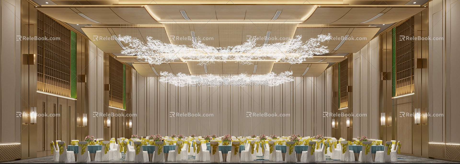 Banquet Hall Hotel Catering 3d model