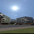 Modern School Building Exterior With Colorful Facade Multiple Floors And Sunny Sky