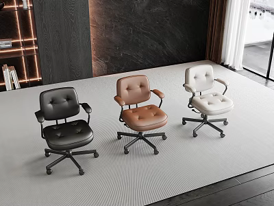 Modern Leather Swivel Office Chairs In Black Brown White Tones For Modern Interior 3d model