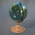 Decorative Globe With Mirrored Mosaic Surface On Wooden Stand For Home Decor