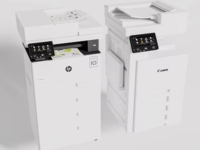 White HP and Canon Multifunctional Office Appliances Printers for Modern Workspace 3d model