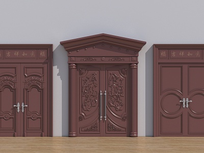 European-style double door 3d model