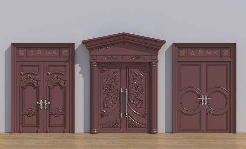 European-style double door 3d model