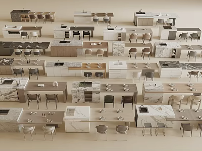 Modern Dining Table Set Collection With Multiple Designs And Chair Combinations 3d model