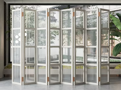 Modern Glass Folding Doors With White Frame For Bright Indoor Living Space 3d model