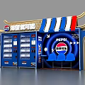 Interactive Area Featuring Pepsi Branding Vending Machines Blue Seats And Striped Decorations