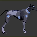 Futuristic Robot Dog Character With Geometric Structure And Blue Accents