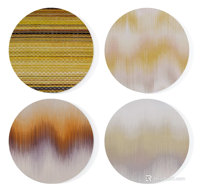 Round Rugs Interior Design With Colorful Striped And Gradient Patterns 3d model