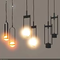 Modern Pendant Lights Featuring Contemporary Geometric Shapes And Metallic Frames 3d model