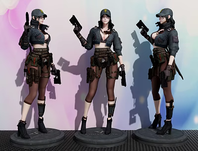 Modern Game Role Beauty Warrior 3d model