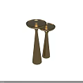 Elegant Gold Metal Side Tables with Conical Bases and Glass Tops