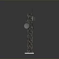 Tall Communication Tower With Metal Frame And Signal Transmitters On White Base