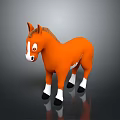 Orange Plush Toy Horse With White Legs Face And Black Hooves Standing On Dark Surface