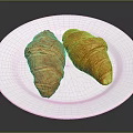 Golden Flaky Croissants Placed On A White Plate For Morning Meal