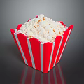 Red And White Striped Popcorn Bucket Filled With Fresh Popcorn Perfect For Movie Nights