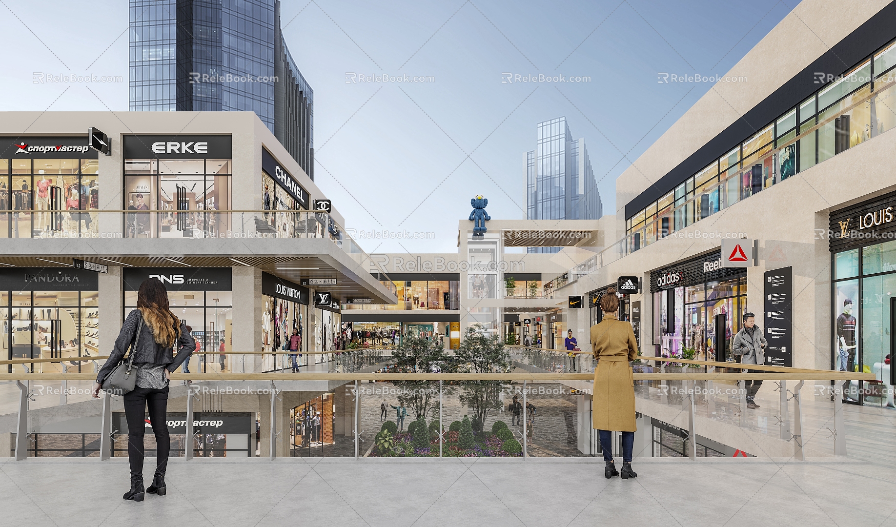 Appearance of modern commercial street shopping mall 3d model