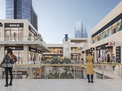 Appearance of modern commercial street shopping mall 3d model