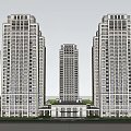 Modern High Rise Residential Complex With Central Garden Water Pool And Green Landscape Design