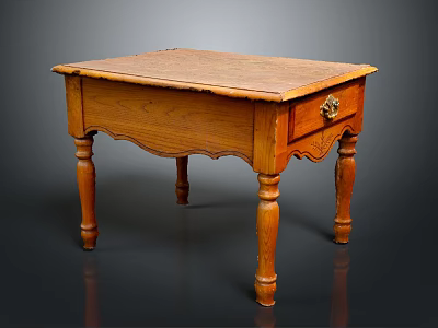 Traditional Wooden Table With Ornate Carved Drawer And Turned Legs Classic Design 3d model
