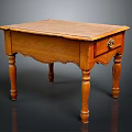 Traditional Wooden Table With Ornate Carved Drawer And Turned Legs Classic Design