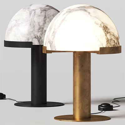 Elegant Modern Table Lamp With Marble Lampshade And Black Brass Base Design 3d model