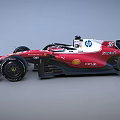 Red Formula 1 Racing Car with Shell V Power Logos and Aerodynamic Design