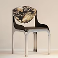 Poliform Modern Dining Chairs With Floral Pattern Backrest And Metal Frame 3d model
