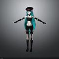 Child 3D Cartoon Character With Turquoise Hair Black Hat Pink Accents And Stylish Outfit