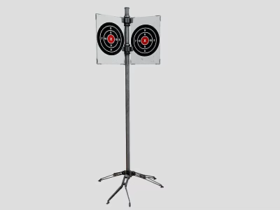 Shooting Target Tripod Stand With Two White Boards And Red Bullseye Targets 3d model