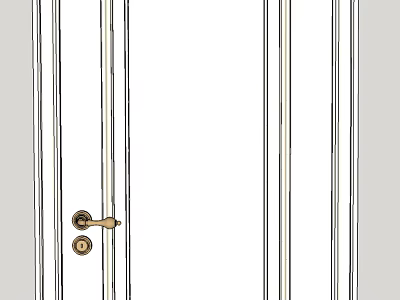 Swing Door With Brass Handle Lock And Wooden Frame In Classic Style 3d model