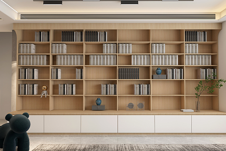 Modern bookcase background wall 3d model