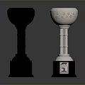 Black And Silver Decorative Trophies With Stylish Bases And Ornate Details