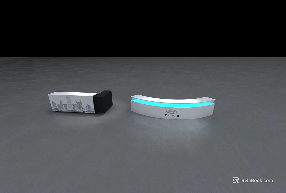 Sleek Modern Curved Reception Desk With LED Lighting And White Surface Design 3d model