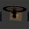 Futuristic Mechanical Device With Circular Top Component Black Pillar Supports And Sleek Platform