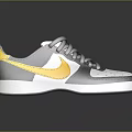 Modern Nike Low Top Sneakers With Gray White And Yellow Upper And White Sole