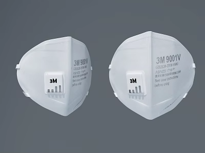 3M 9001V White Protective Mask With Comfortable Design And Secure Fit 3d model