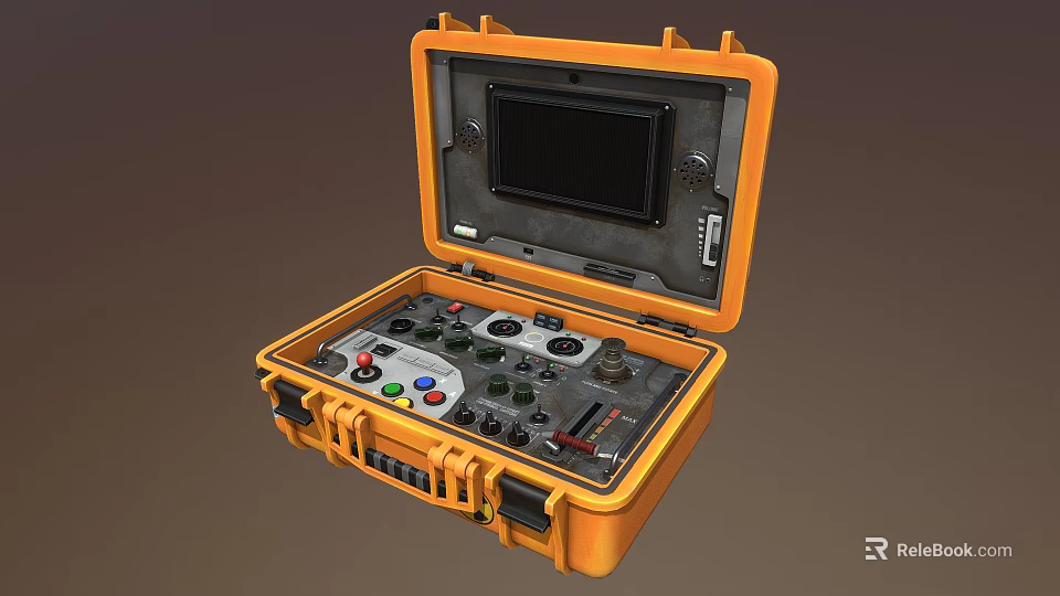 Orange Portable Hardware Tool Case With Control Knobs Buttons And Screen 3d model