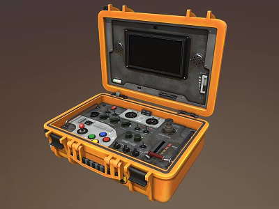 Orange Portable Hardware Tool Case With Control Knobs Buttons And Screen 3d model