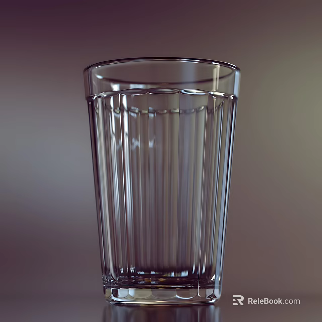 Transparent Ribbed Glass Cup Design Perfect For Daily Home Use 3d model 