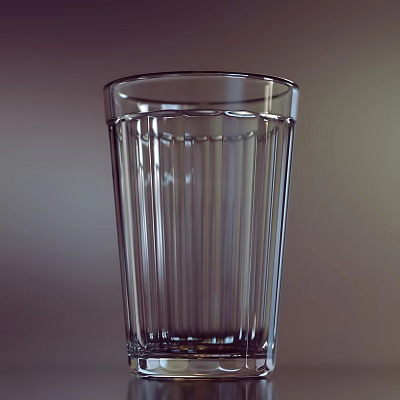 Transparent Ribbed Glass Cup Design Perfect For Daily Home Use 3d model