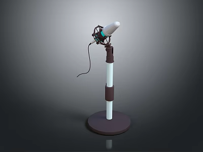 Vintage Table Lamp With Brown Base White Pole And Brown Ring Details 3d model
