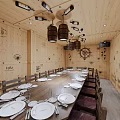 Wine Cellar Themed Dining Room With Round Table Wooden Walls And Wine Racks