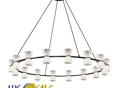 Modern Circular Chandelier With Black Metal Frame And Transparent Glass Shades 3d model