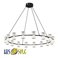 Modern Circular Chandelier With Black Metal Frame And Transparent Glass Shades